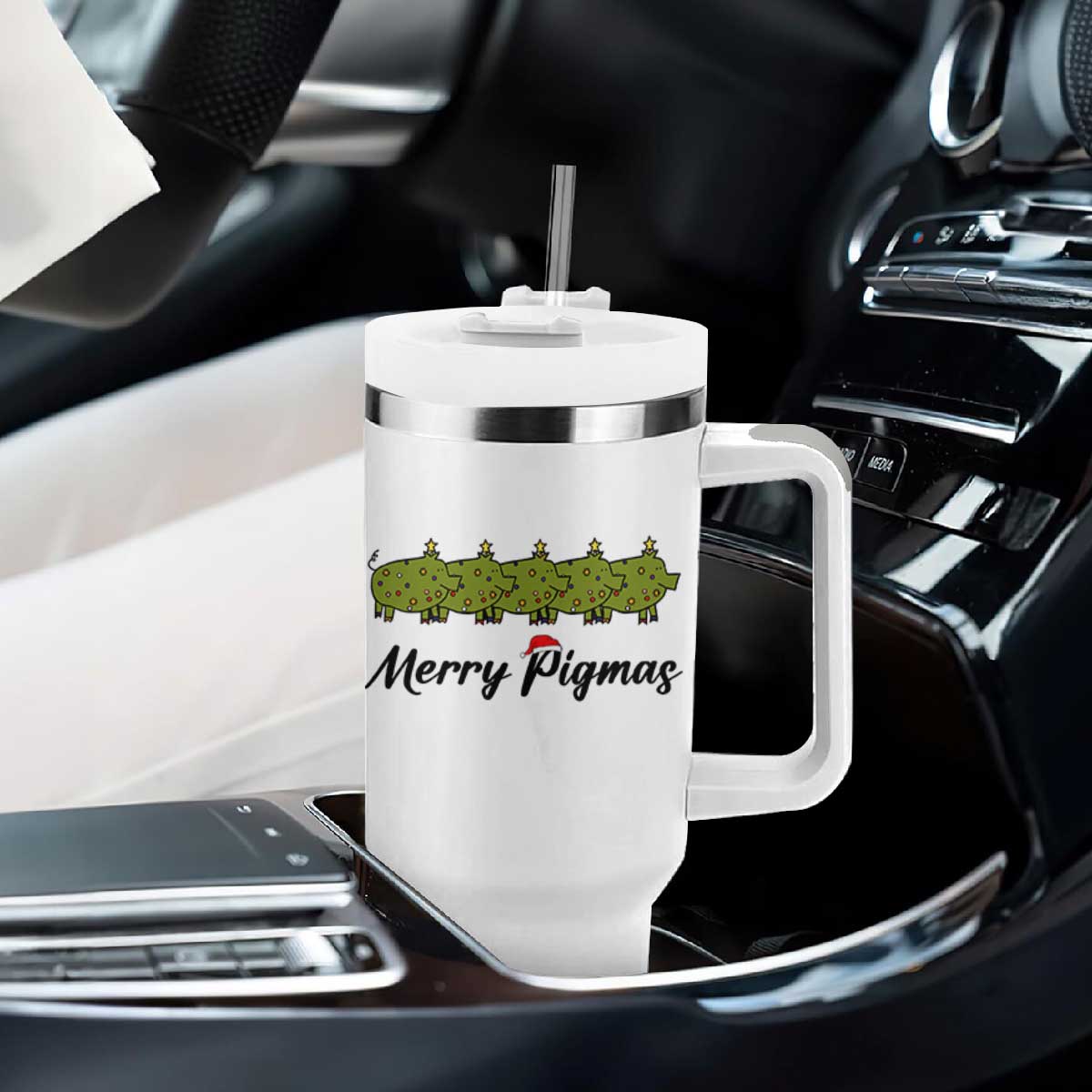 Merry Pigmas Tumbler With Handle Holiday Gift For Pig Lovers TS12 Print Your Wear