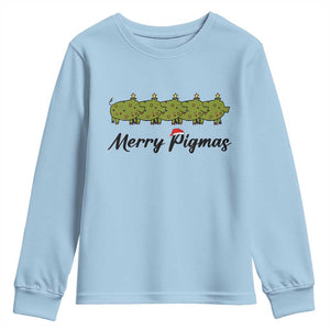 Merry Pigmas Youth Sweatshirt Holiday Gift For Pig Lovers TS12 Light Blue Print Your Wear