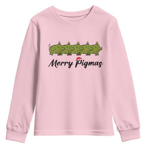 Merry Pigmas Youth Sweatshirt Holiday Gift For Pig Lovers TS12 Light Pink Print Your Wear