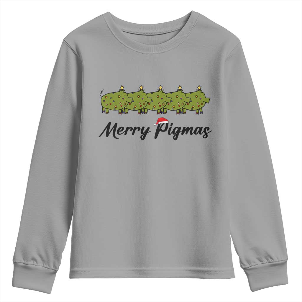 Merry Pigmas Youth Sweatshirt Holiday Gift For Pig Lovers TS12 Sport Gray Print Your Wear
