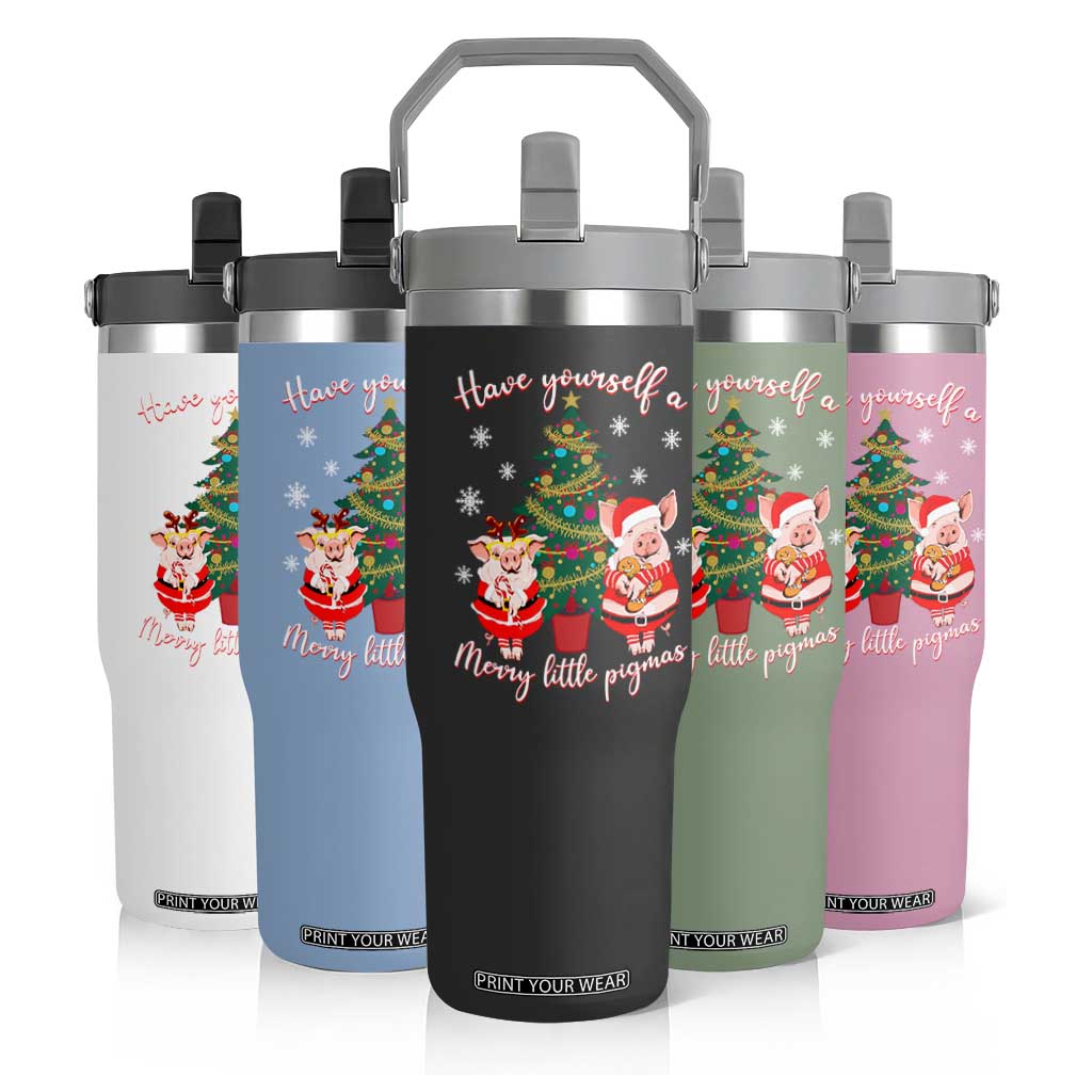 Have Yourself A Merry Little Pigmas Flip Straw Tumbler Christmas Pig Lover Farm Life TS12 Print Your Wear