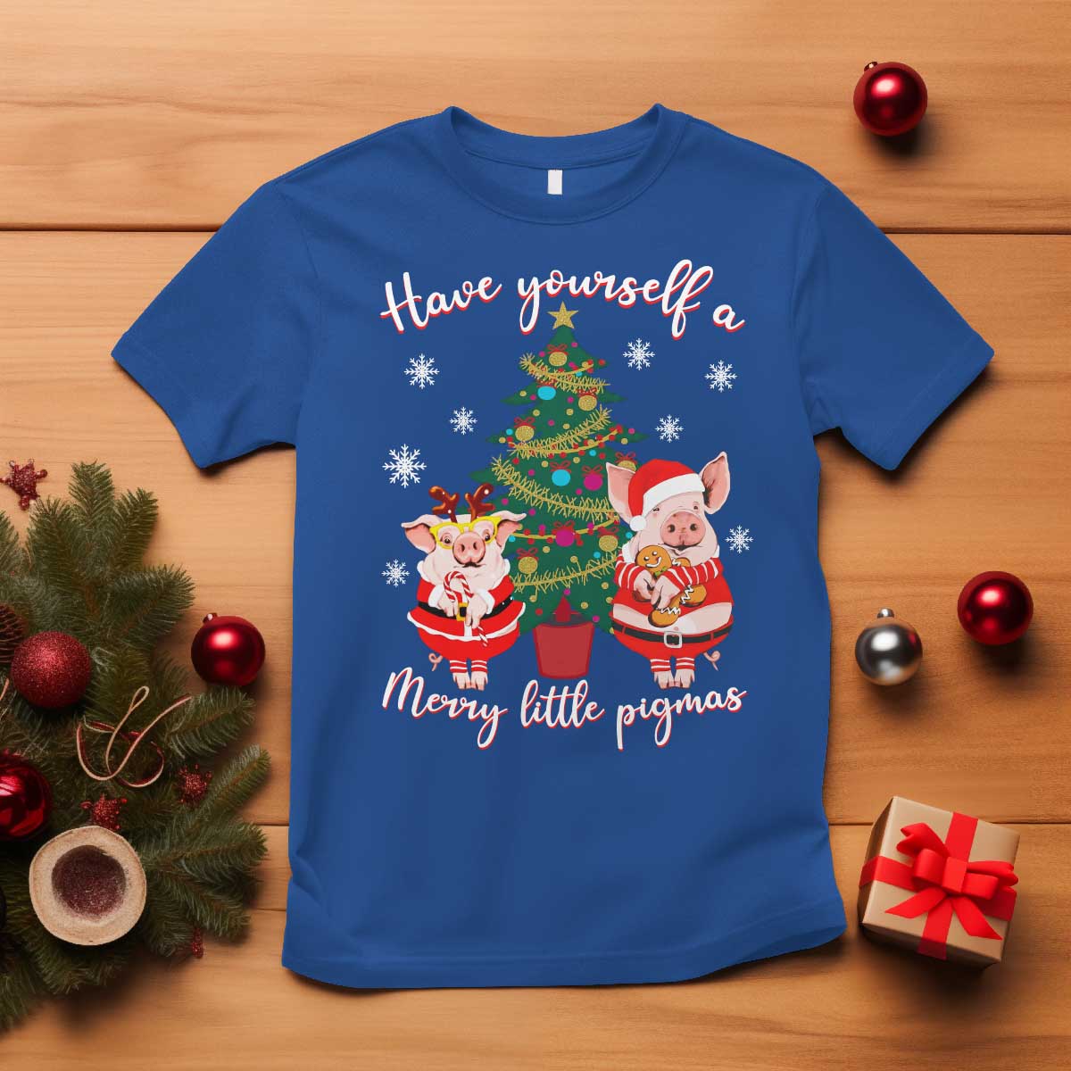 Have Yourself A Merry Little Pigmas T Shirt Christmas Pig Lover Farm Life TS12 Royal Blue Print Your Wear