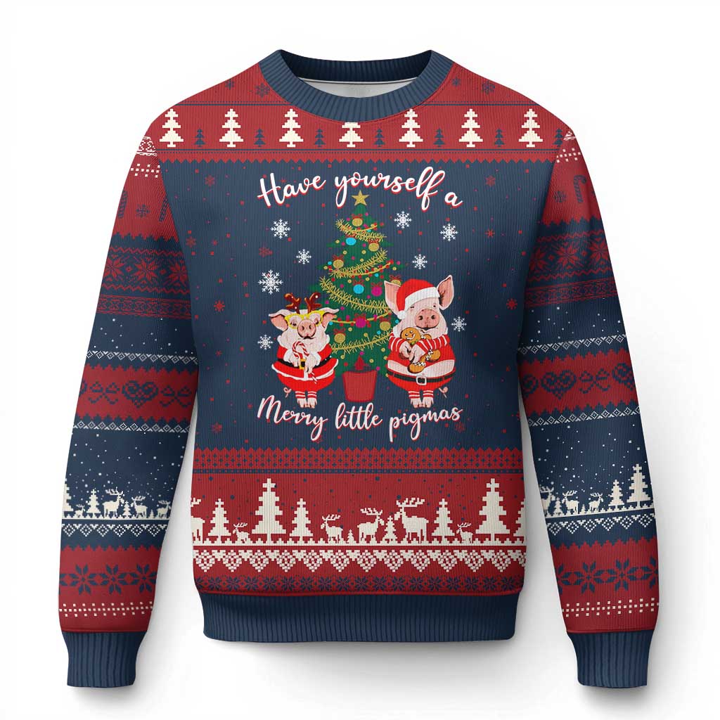 Have Yourself A Merry Little Pigmas Ugly Christmas Sweater Xmas Pig Lover Farm Life TS12 Navy Red Print Your Wear