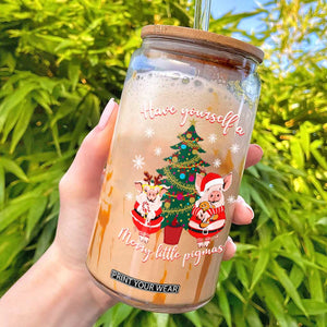Have Yourself A Merry Little Pigmas Glass Can Christmas Pig Lover Farm Life TS12 Black Print Your Wear