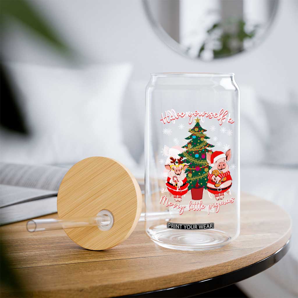 Have Yourself A Merry Little Pigmas Glass Can Christmas Pig Lover Farm Life TS12 Print Your Wear
