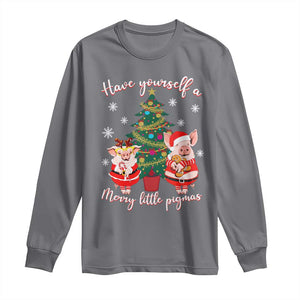 Have Yourself A Merry Little Pigmas Long Sleeve Shirt Christmas Pig Lover Farm Life TS12 Charcoal Print Your Wear