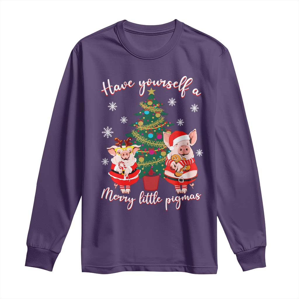 Have Yourself A Merry Little Pigmas Long Sleeve Shirt Christmas Pig Lover Farm Life TS12 Purple Print Your Wear
