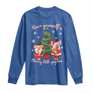 Have Yourself A Merry Little Pigmas Long Sleeve Shirt Christmas Pig Lover Farm Life TS12 Royal Blue Print Your Wear