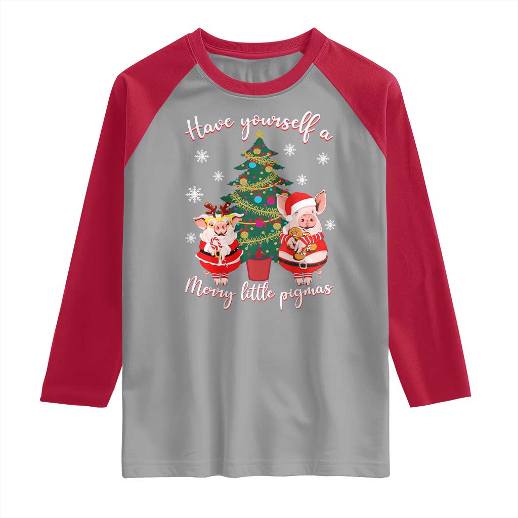 Have Yourself A Merry Little Pigmas Raglan Shirt Christmas Pig Lover Farm Life TS12 Sport Gray Red Print Your Wear