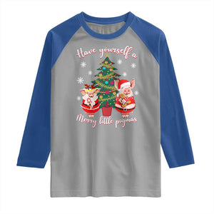 Have Yourself A Merry Little Pigmas Raglan Shirt Christmas Pig Lover Farm Life TS12 Sport Gray Royal Print Your Wear