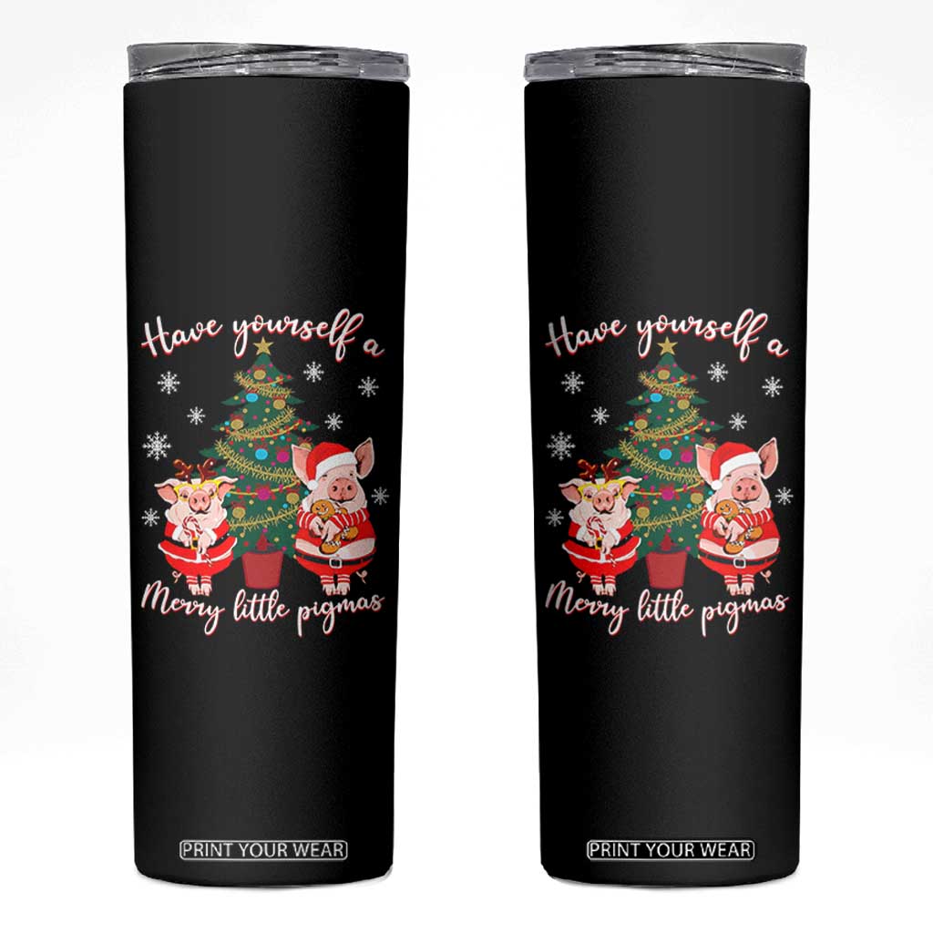 Have Yourself A Merry Little Pigmas Skinny Tumbler Christmas Pig Lover Farm Life TS12 Black Print Your Wear