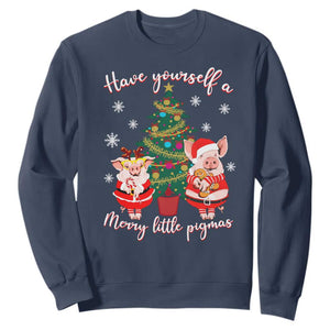 Have Yourself A Merry Little Pigmas Sweatshirt Christmas Pig Lover Farm Life TS12 Navy Print Your Wear