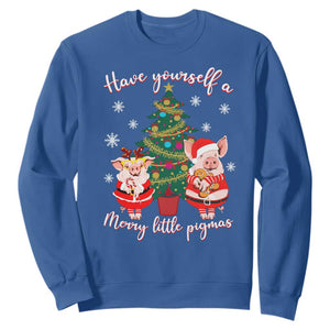 Have Yourself A Merry Little Pigmas Sweatshirt Christmas Pig Lover Farm Life TS12 Royal Blue Print Your Wear