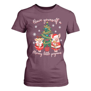 Have Yourself A Merry Little Pigmas T Shirt For Women Christmas Pig Lover Farm Life TS12 Maroon Print Your Wear