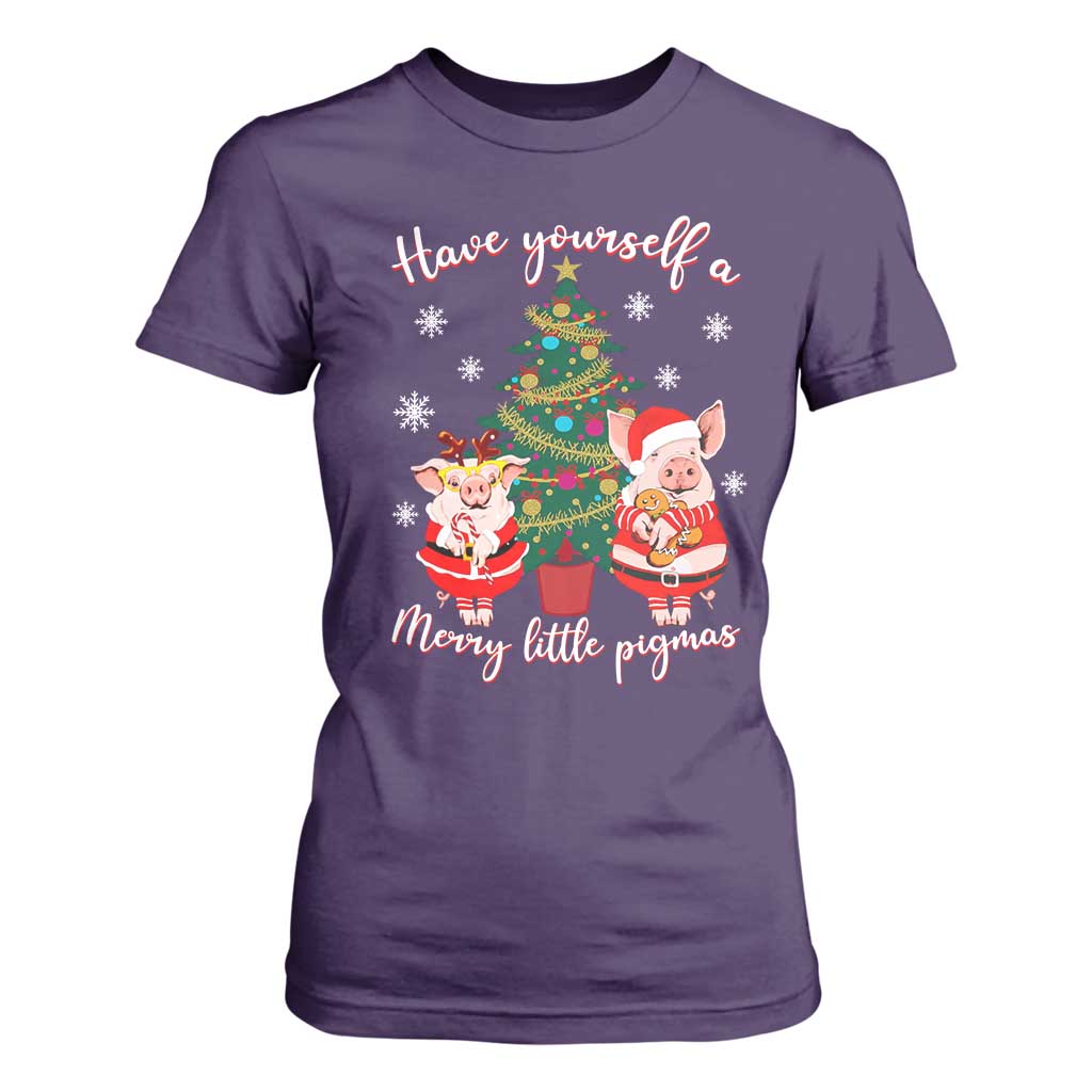Have Yourself A Merry Little Pigmas T Shirt For Women Christmas Pig Lover Farm Life TS12 Purple Print Your Wear