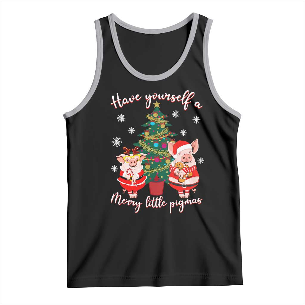 Have Yourself A Merry Little Pigmas Tank Top Christmas Pig Lover Farm Life TS12 Black Athletic Heather Print Your Wear