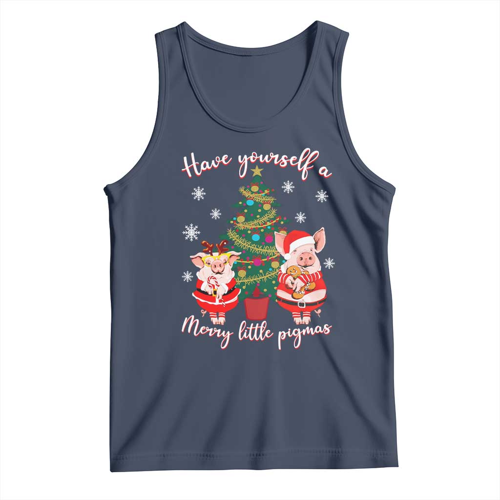 Have Yourself A Merry Little Pigmas Tank Top Christmas Pig Lover Farm Life TS12 Navy Print Your Wear