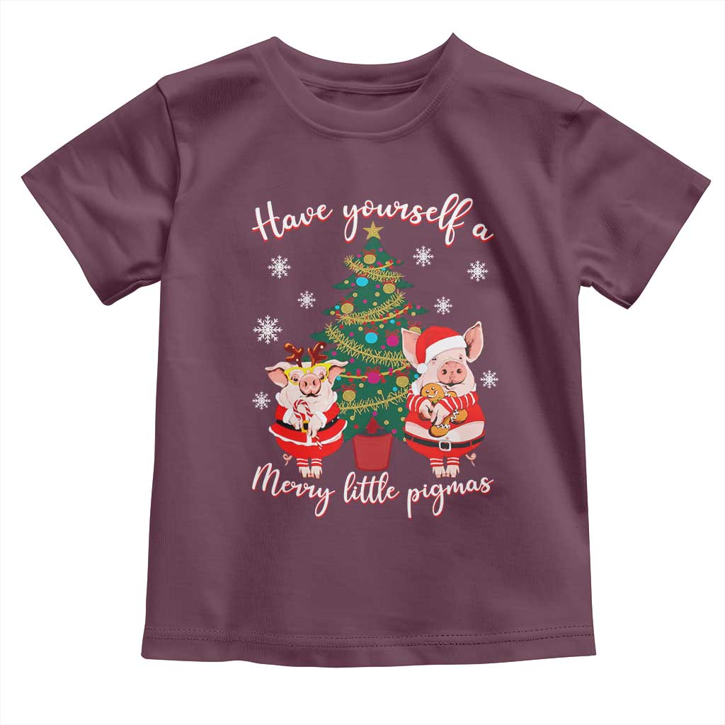 Have Yourself A Merry Little Pigmas Toddler T Shirt Christmas Pig Lover Farm Life TS12 Maroon Print Your Wear