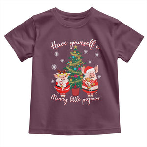 Have Yourself A Merry Little Pigmas Toddler T Shirt Christmas Pig Lover Farm Life TS12 Maroon Print Your Wear