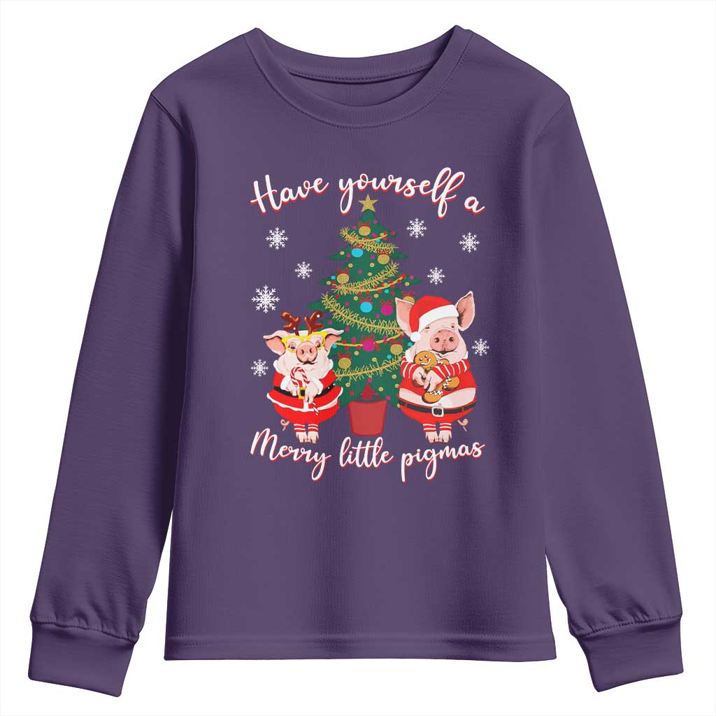 Have Yourself A Merry Little Pigmas Youth Sweatshirt Christmas Pig Lover Farm Life TS12 Purple Print Your Wear