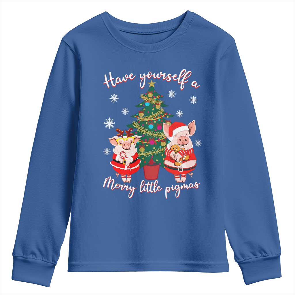 Have Yourself A Merry Little Pigmas Youth Sweatshirt Christmas Pig Lover Farm Life TS12 Royal Blue Print Your Wear