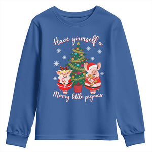 Have Yourself A Merry Little Pigmas Youth Sweatshirt Christmas Pig Lover Farm Life TS12 Royal Blue Print Your Wear