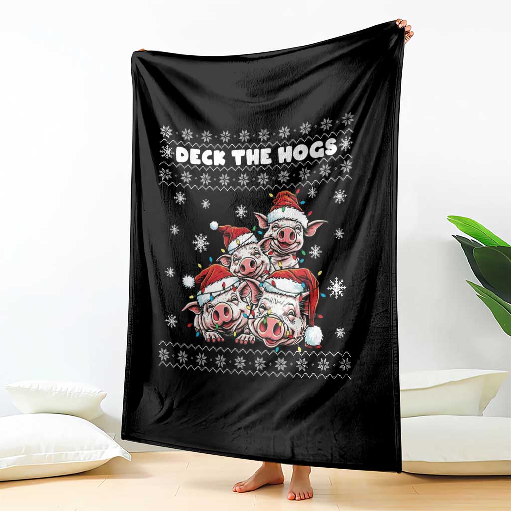 Deck The Hogs Ugly Christmas Sweater Throw Blanket Pig Lover Gift TS12 Print Your Wear