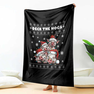 Deck The Hogs Ugly Christmas Sweater Throw Blanket Pig Lover Gift TS12 Print Your Wear