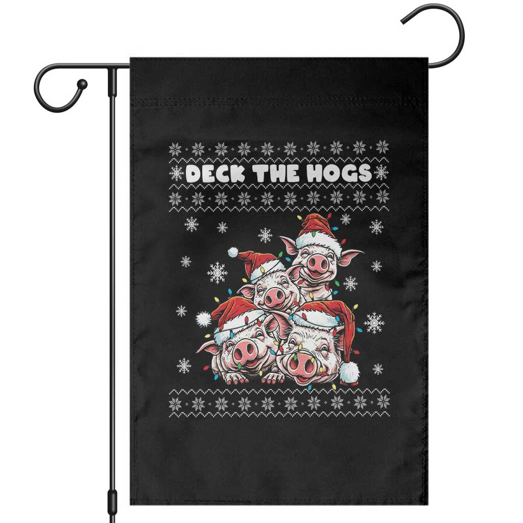 Deck The Hogs Ugly Christmas Sweater Garden Flag Pig Lover Gift TS12 Black Print Your Wear