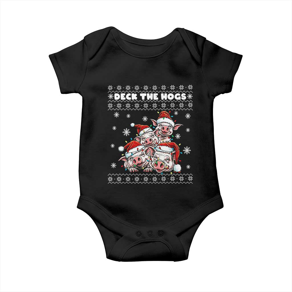 Deck The Hogs Ugly Christmas Sweater Baby Onesie Pig Lover Gift TS12 Black Print Your Wear