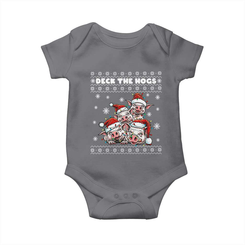 Deck The Hogs Ugly Christmas Sweater Baby Onesie Pig Lover Gift TS12 Charcoal Print Your Wear