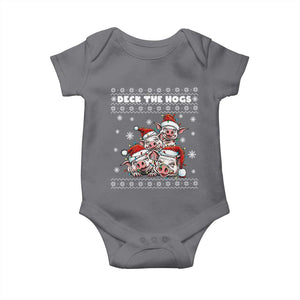 Deck The Hogs Ugly Christmas Sweater Baby Onesie Pig Lover Gift TS12 Charcoal Print Your Wear