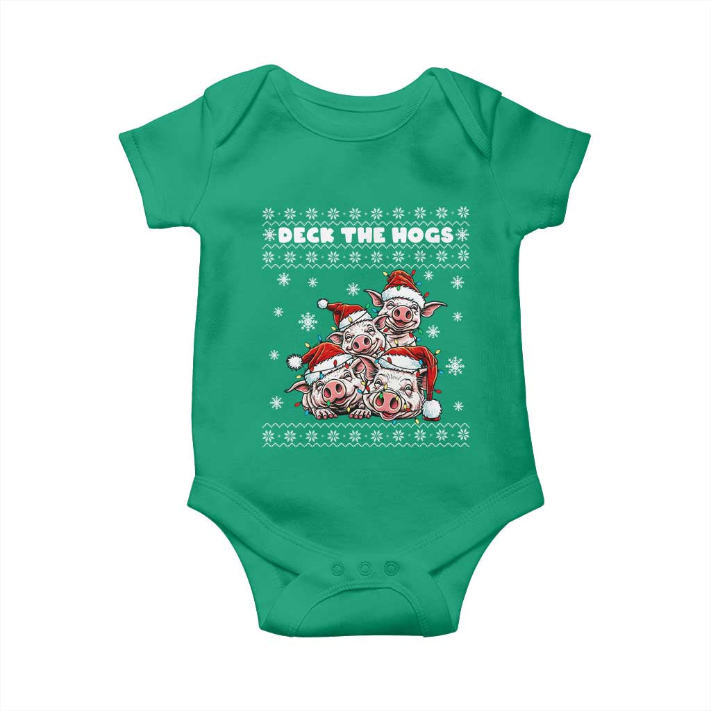 Deck The Hogs Ugly Christmas Sweater Baby Onesie Pig Lover Gift TS12 Irish Green Print Your Wear