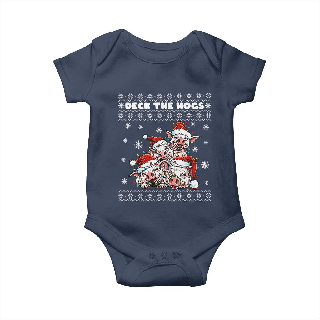 Deck The Hogs Ugly Christmas Sweater Baby Onesie Pig Lover Gift TS12 Navy Print Your Wear