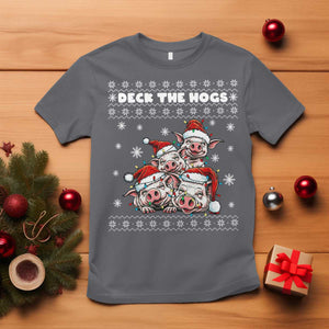Deck The Hogs Ugly Christmas Sweater T Shirt Pig Lover Gift TS12 Charcoal Print Your Wear