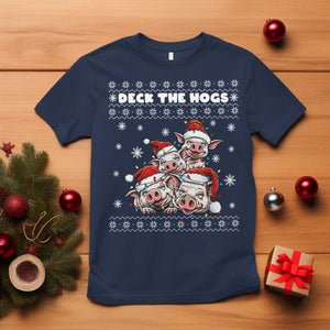 Deck The Hogs Ugly Christmas Sweater T Shirt Pig Lover Gift TS12 Navy Print Your Wear