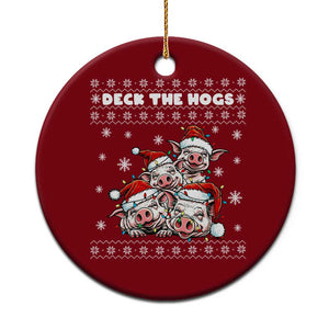 Deck The Hogs Ugly Christmas Sweater Ceramic Ornament Pig Lover Gift TS12 1pc Red Print Your Wear