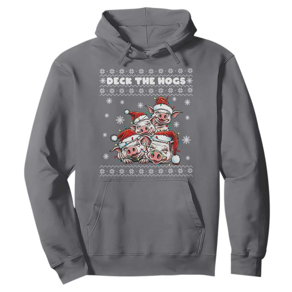 Deck The Hogs Ugly Christmas Sweater Hoodie Pig Lover Gift TS12 Charcoal Print Your Wear