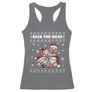 Deck The Hogs Ugly Christmas Sweater Racerback Tank Top Pig Lover Gift TS12 Charcoal Print Your Wear