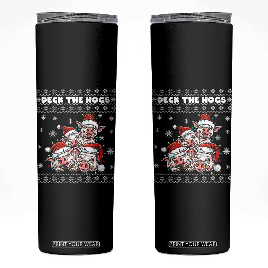 Deck The Hogs Ugly Christmas Sweater Skinny Tumbler Pig Lover Gift TS12 Black Print Your Wear