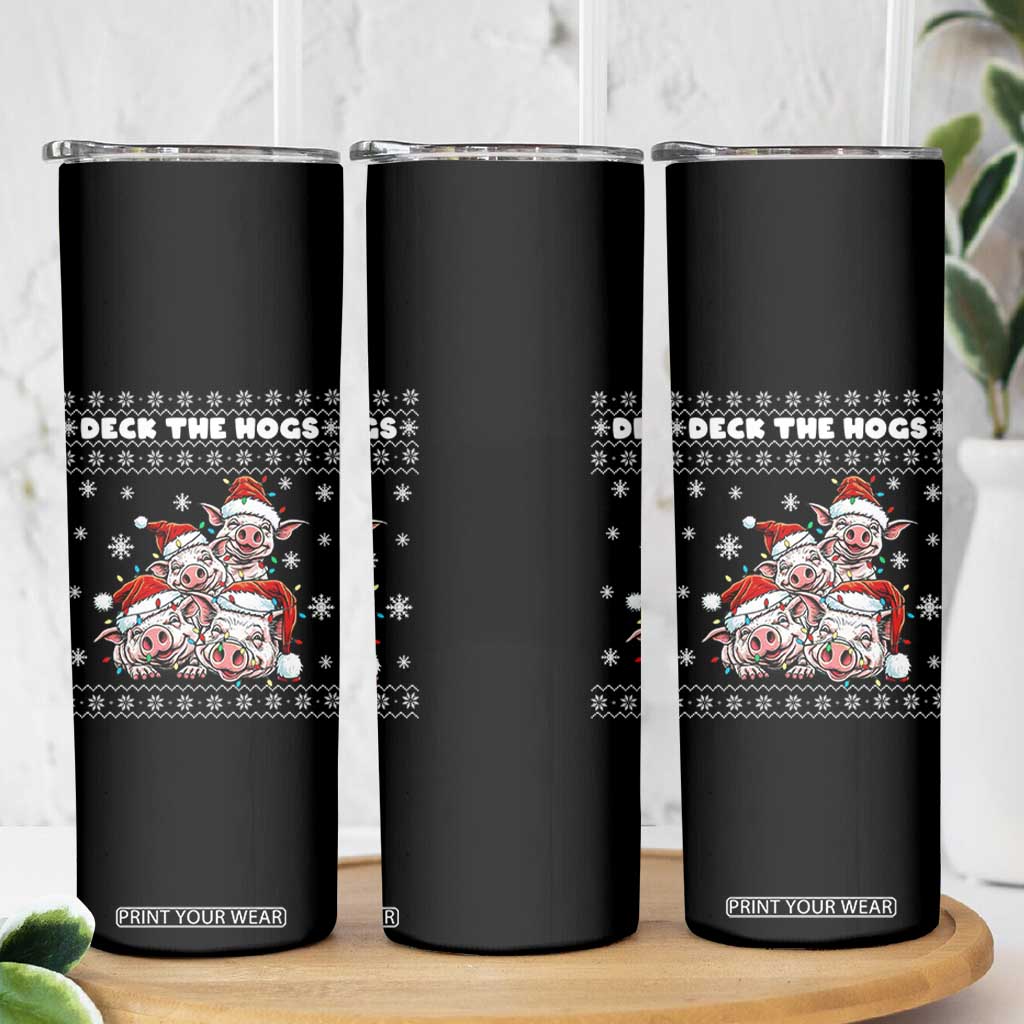 Deck The Hogs Ugly Christmas Sweater Skinny Tumbler Pig Lover Gift TS12 Print Your Wear