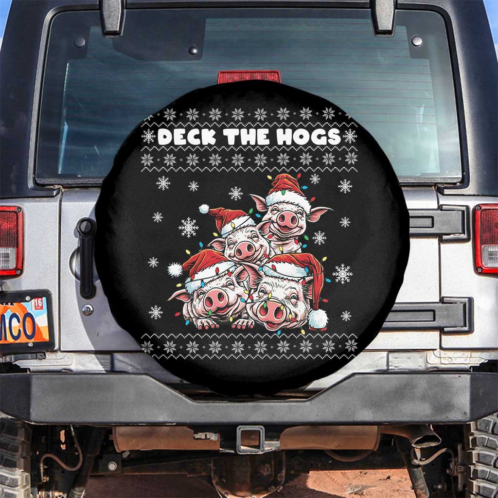 Deck The Hogs Ugly Christmas Sweater Spare Tire Cover Pig Lover Gift TS12 No hole Black Print Your Wear