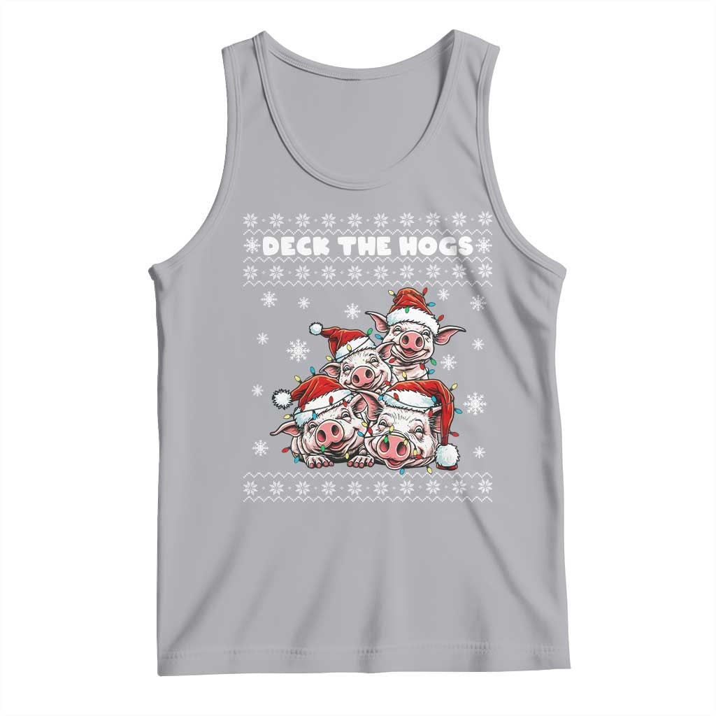 Deck The Hogs Ugly Christmas Sweater Tank Top Pig Lover Gift TS12 Athletic Heather Print Your Wear