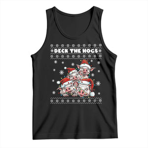 Deck The Hogs Ugly Christmas Sweater Tank Top Pig Lover Gift TS12 Black Print Your Wear
