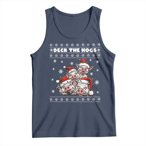Deck The Hogs Ugly Christmas Sweater Tank Top Pig Lover Gift TS12 Navy Print Your Wear