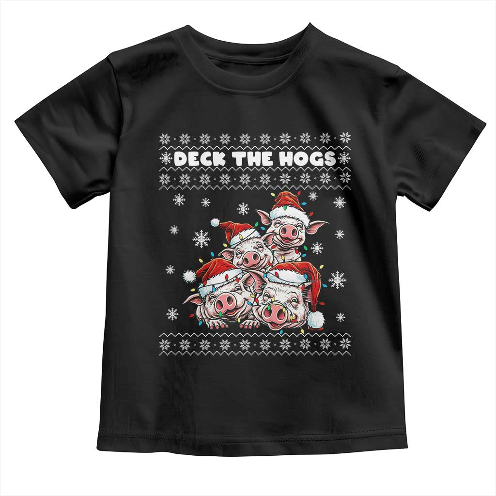 Deck The Hogs Ugly Christmas Sweater Toddler T Shirt Pig Lover Gift TS12 Black Print Your Wear