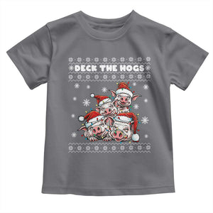 Deck The Hogs Ugly Christmas Sweater Toddler T Shirt Pig Lover Gift TS12 Charcoal Print Your Wear