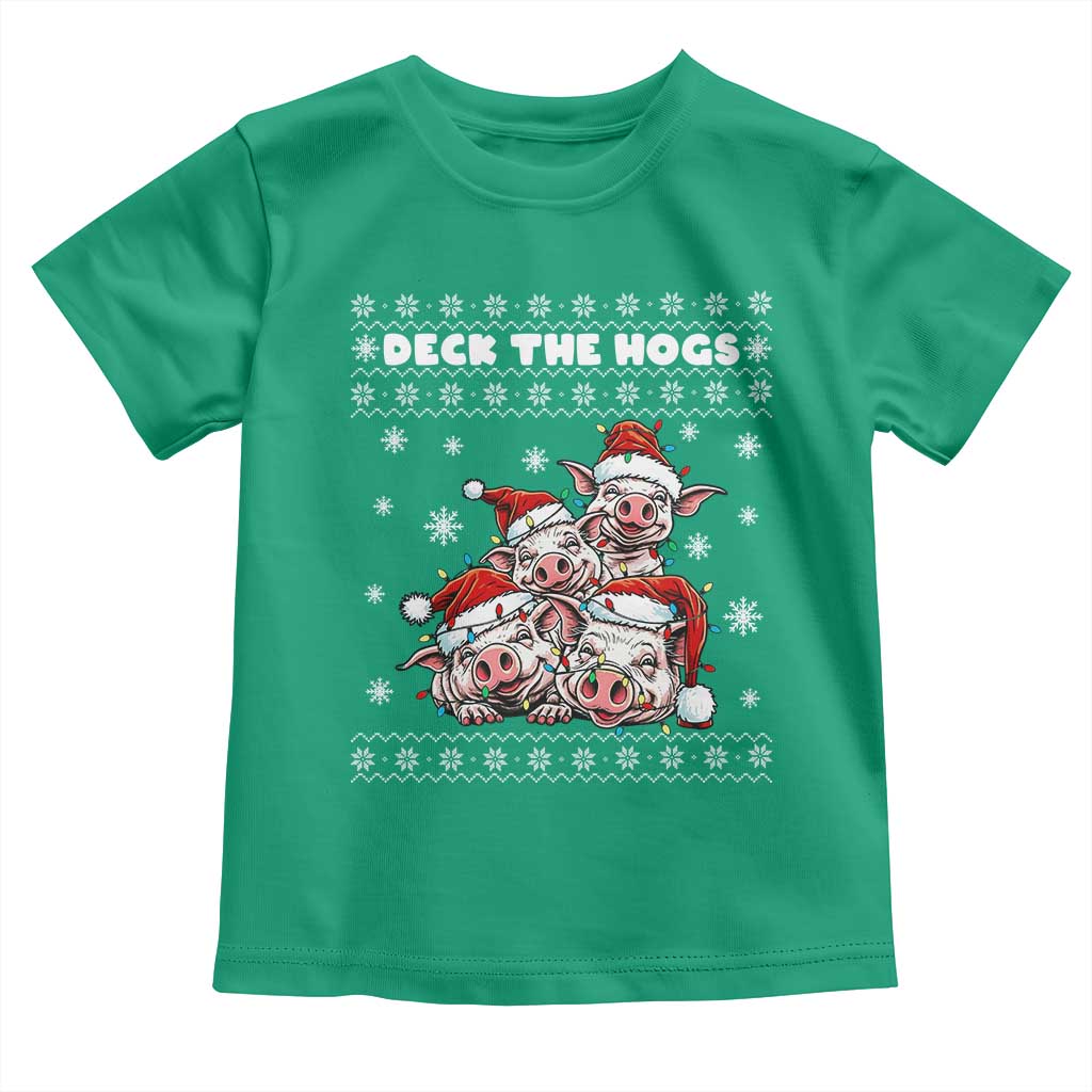 Deck The Hogs Ugly Christmas Sweater Toddler T Shirt Pig Lover Gift TS12 Irish Green Print Your Wear