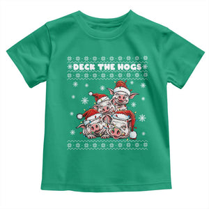 Deck The Hogs Ugly Christmas Sweater Toddler T Shirt Pig Lover Gift TS12 Irish Green Print Your Wear
