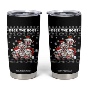 Deck The Hogs Ugly Christmas Sweater Tumbler Cup Pig Lover Gift TS12 Black Print Your Wear